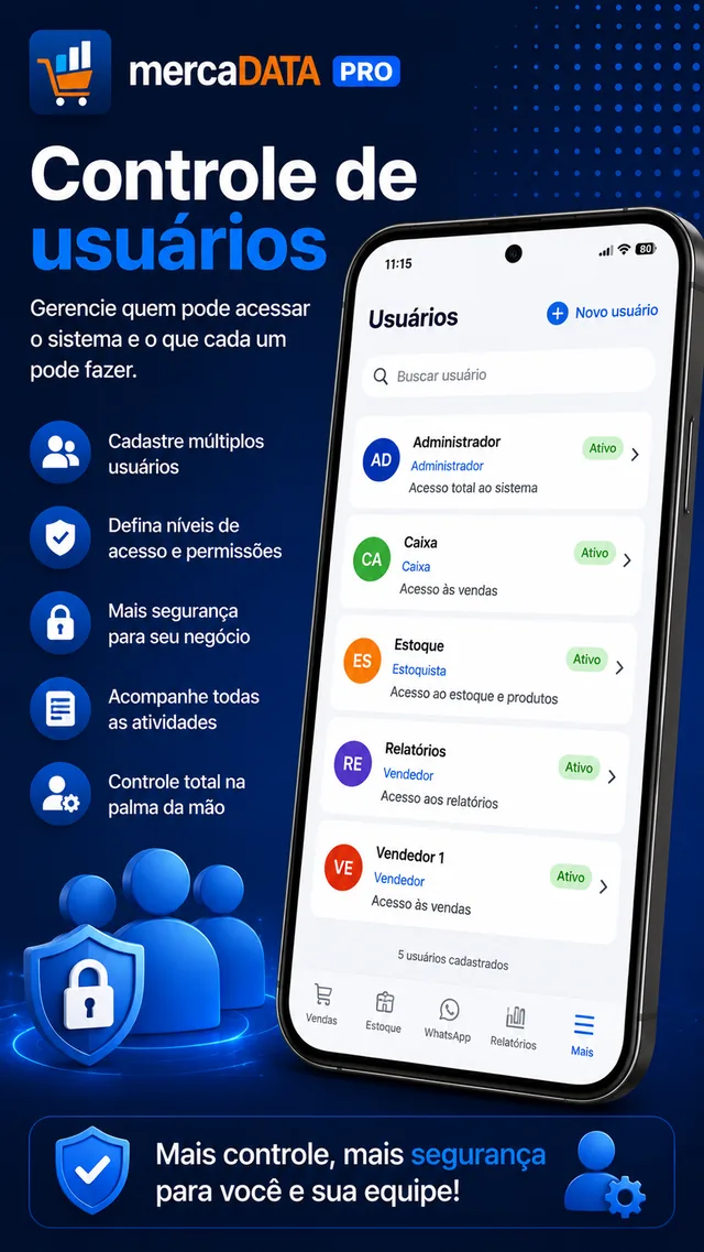 Controle de usuários no mercaDATA PRO